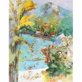 y15950-油畫-油畫風景系列-山間